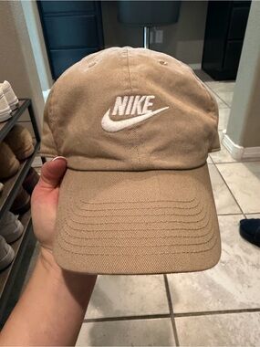 Nike Tan Twill Baseball Cap with White Embroidered Logo